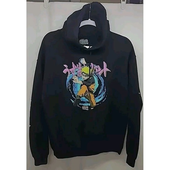 Naruto Shippuden Black Hoodie Shonen Jump Anime 20th Anniversary Size Medium - Picture 1 of 9